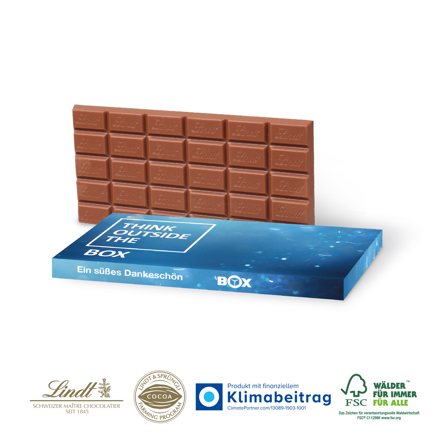 Grußkarte mit Schokoladentafel von Lindt, inkl. 4-farbigem Druck Grußkarte mit Schokoladentafel von Lindt, inkl. 4-farbigem Druck