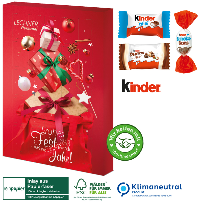 Adventskalender kinder® „Happy Moments“ Organic, inkl. 4-farbigem Druck Adventskalender kinder® „Happy Moments“ Organic, inkl. 4-farbigem Druck