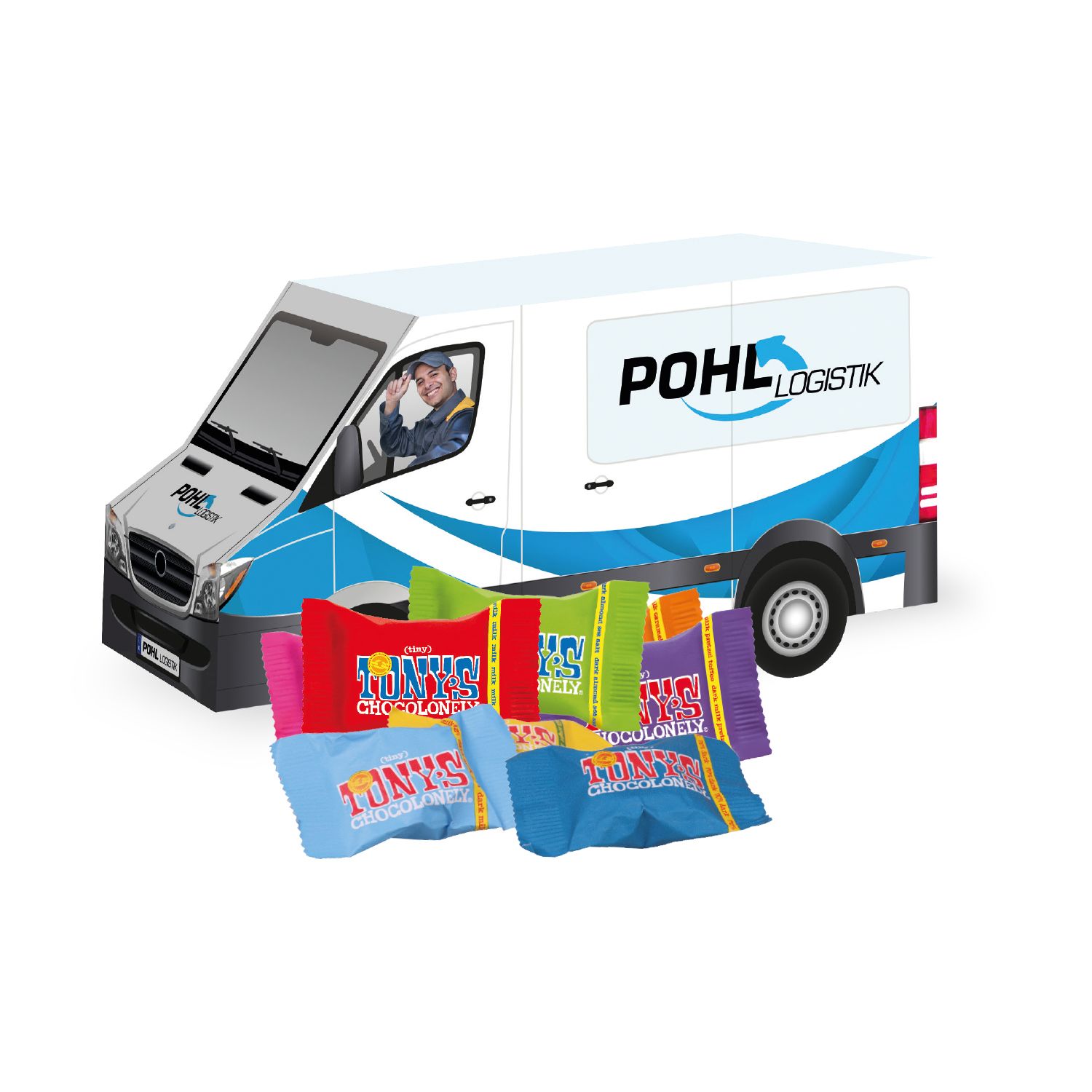 3D Weihnachts Transporter Tony's Schokolade, inkl. 4-farbigem Druck