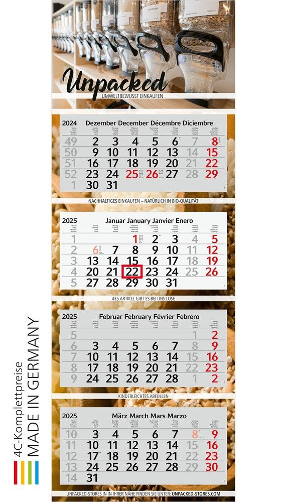 4-Monatskalender Profil 4 Green+Blue, inkl. 4-farbigem Digitaldruck