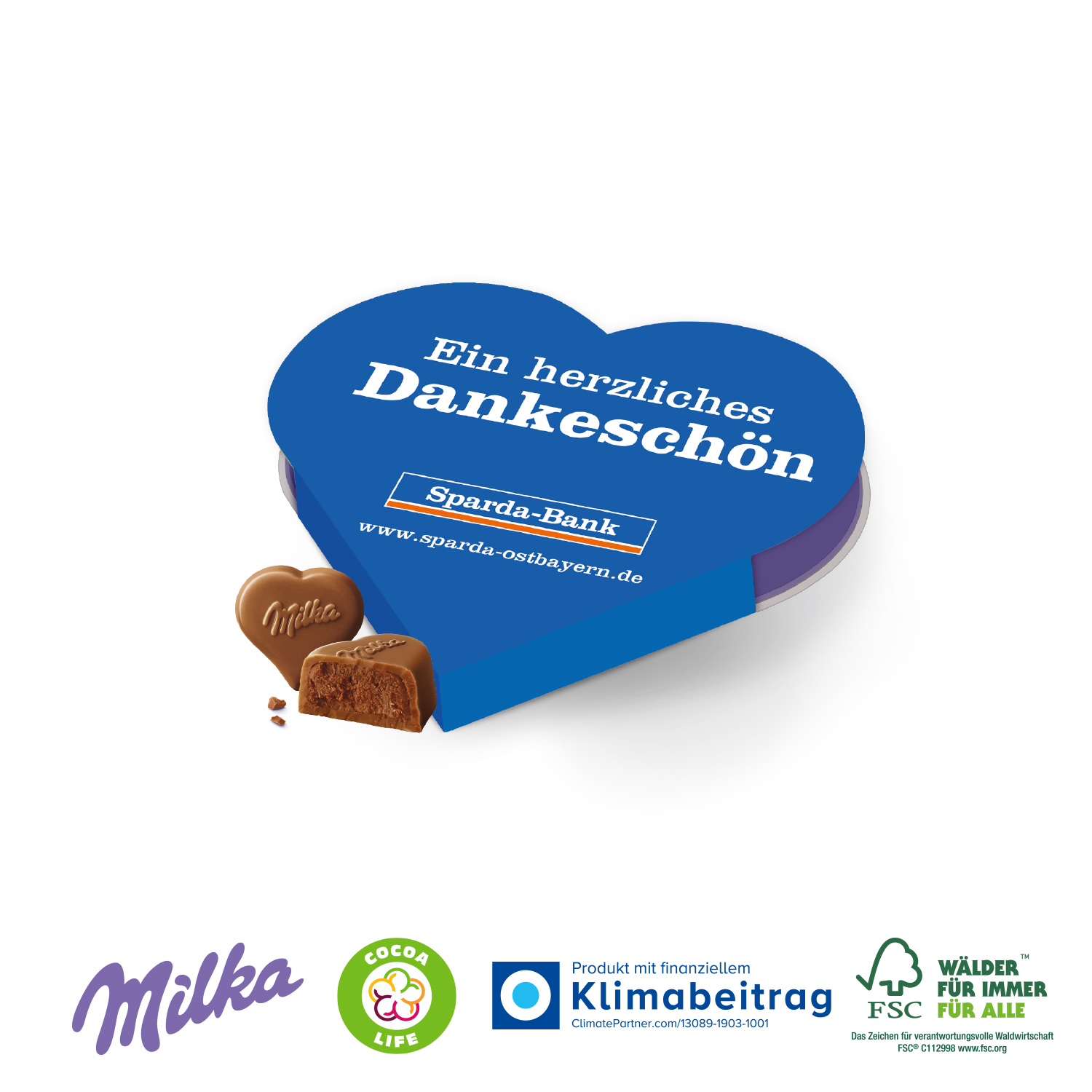 I LOVE MILKA Herz, inkl. 4-farbigem Druck