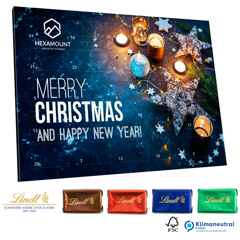 Lindt Adventskalender Naps Eco, inkl. 4-farbigem Druck