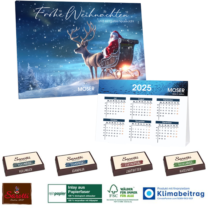 Adventskalender mit Jahresplaner Sarotti Eco, inkl. 4-farbigem Druck