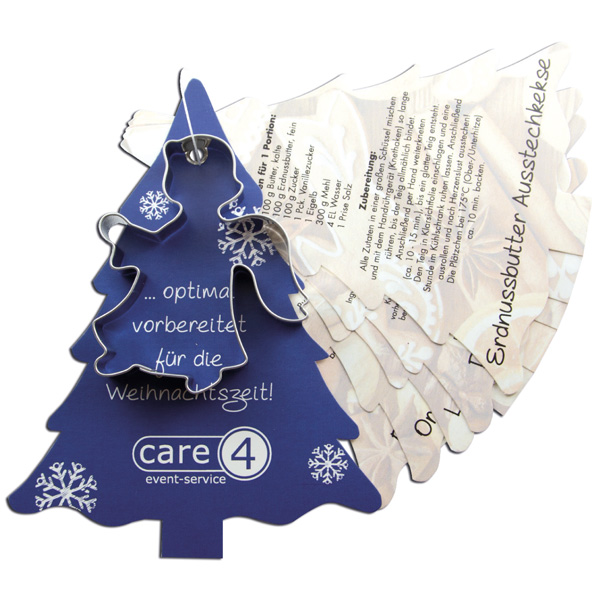 Backförmchen mit Rezeptblock Tannenbaum, inkl. 4-farbigem Druck 
