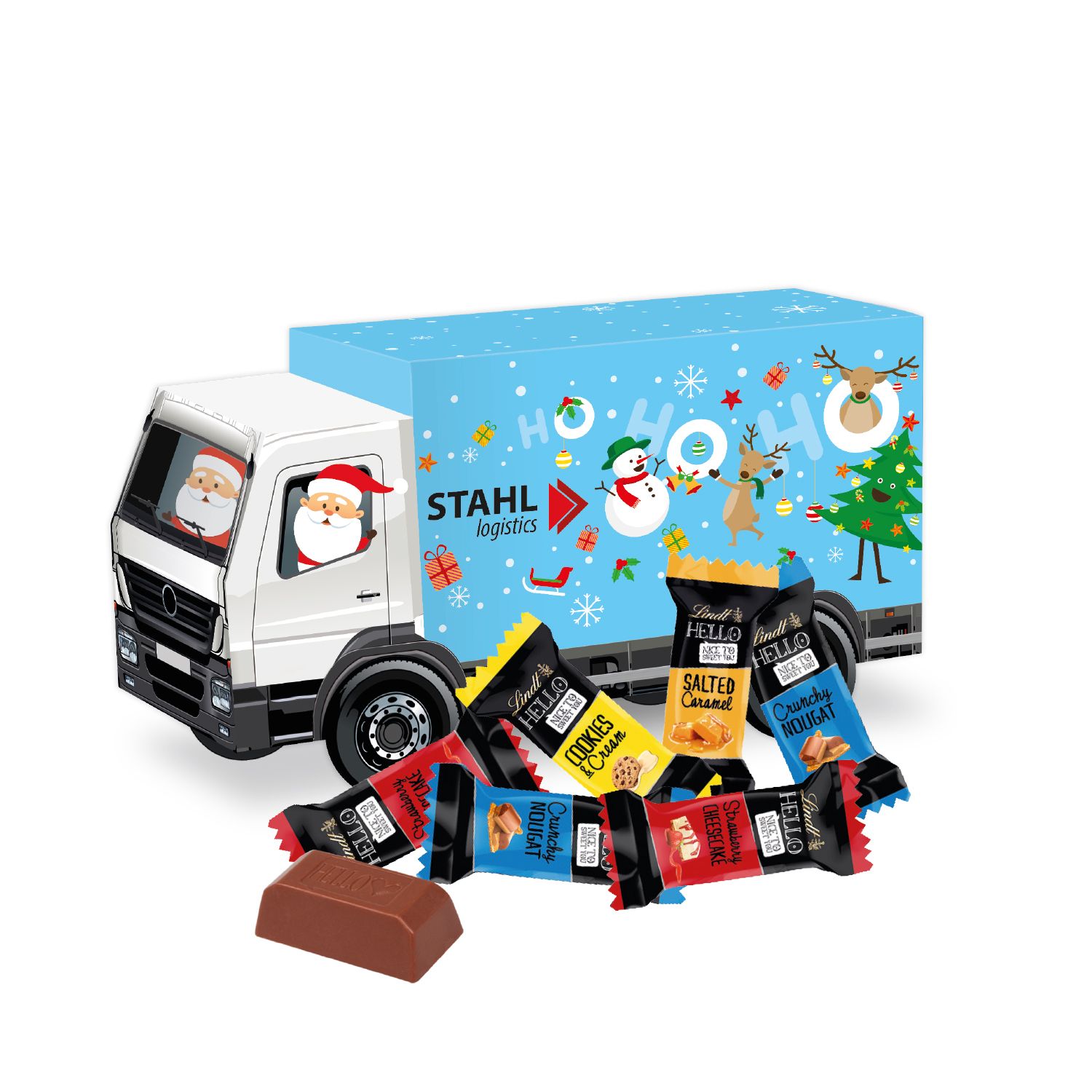 3D Weihnachts-Express LKW Lindt HELLO, inkl. 4-farbigem Druck