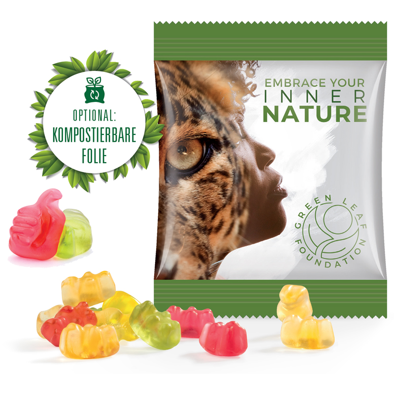 Fruchtgummi Standardformen Minitüte 10 g, inkl. 4-farbigem Druck Fruchtgummi Standardformen Minitüte 10 g, inkl. 4-farbigem Druck