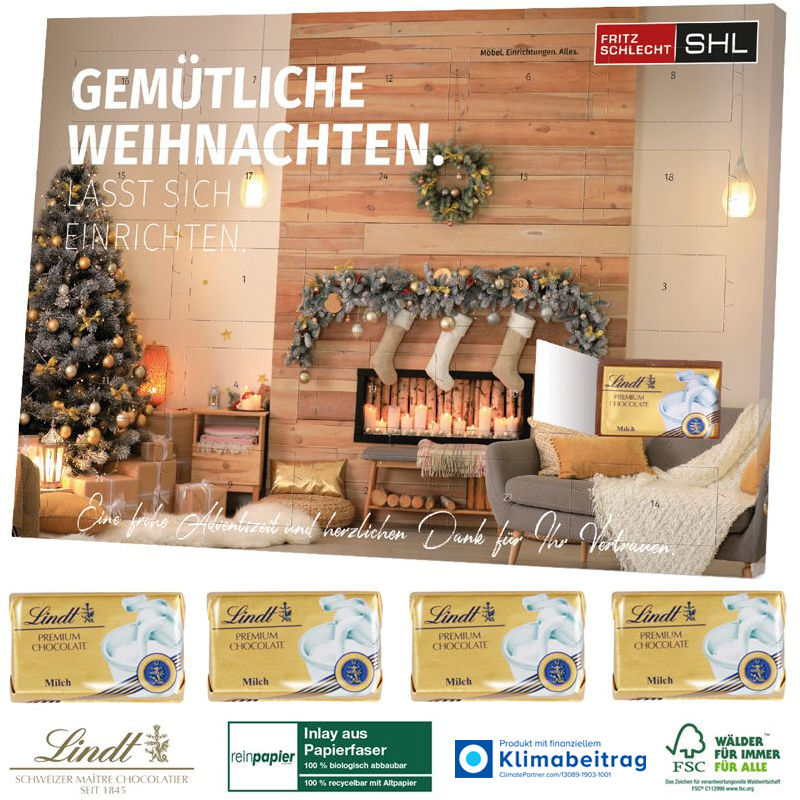Tisch-Adventskalender Lindt Select Edition Organic, inkl. 4-farbigem Druck Tisch-Adventskalender Lindt Select Edition Organic, inkl. 4-farbigem Druck