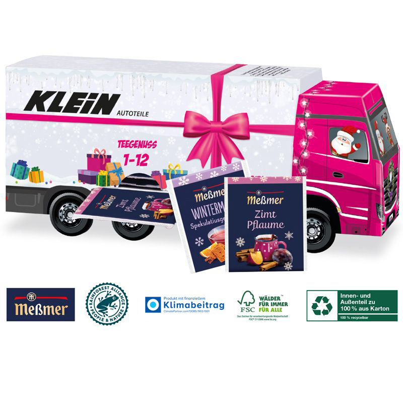 Adventskalender Tee-LKW, inkl. 4-farbigem Druck
