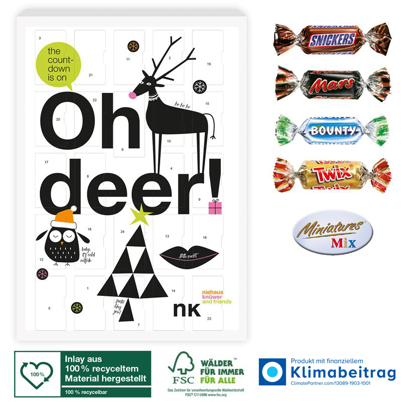 Adventskalender Mars® Miniatures® Mix, inkl. 4-farbigem Druck