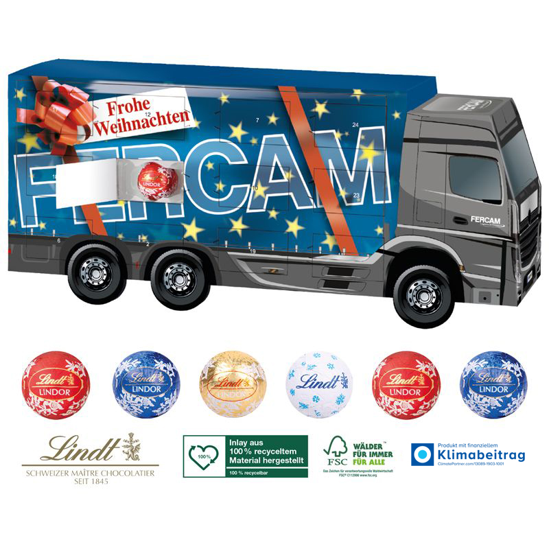 3D Adventskalender Lindt LKW, inkl. 4-farbigem Druck