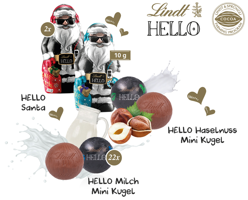 Wand-Adventskalender Organic Lindt „HELLO“ Mini´s, inkl. 4-farbigem Druck Wand-Adventskalender Organic Lindt „HELLO“ Mini´s, inkl. 4-farbigem Druck