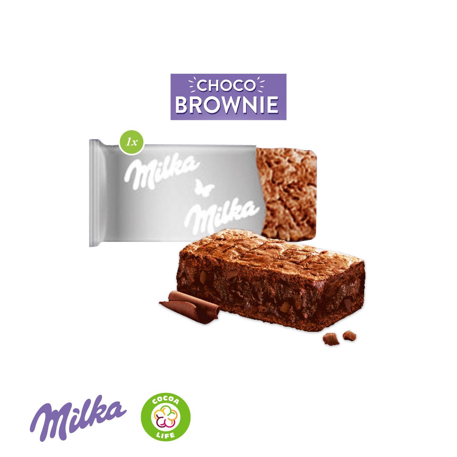 Schoko-Kuchen von Milka „Choco Brownie“, inkl. 4-farbigem Druck Schoko-Kuchen von Milka „Choco Brownie“, inkl. 4-farbigem Druck
