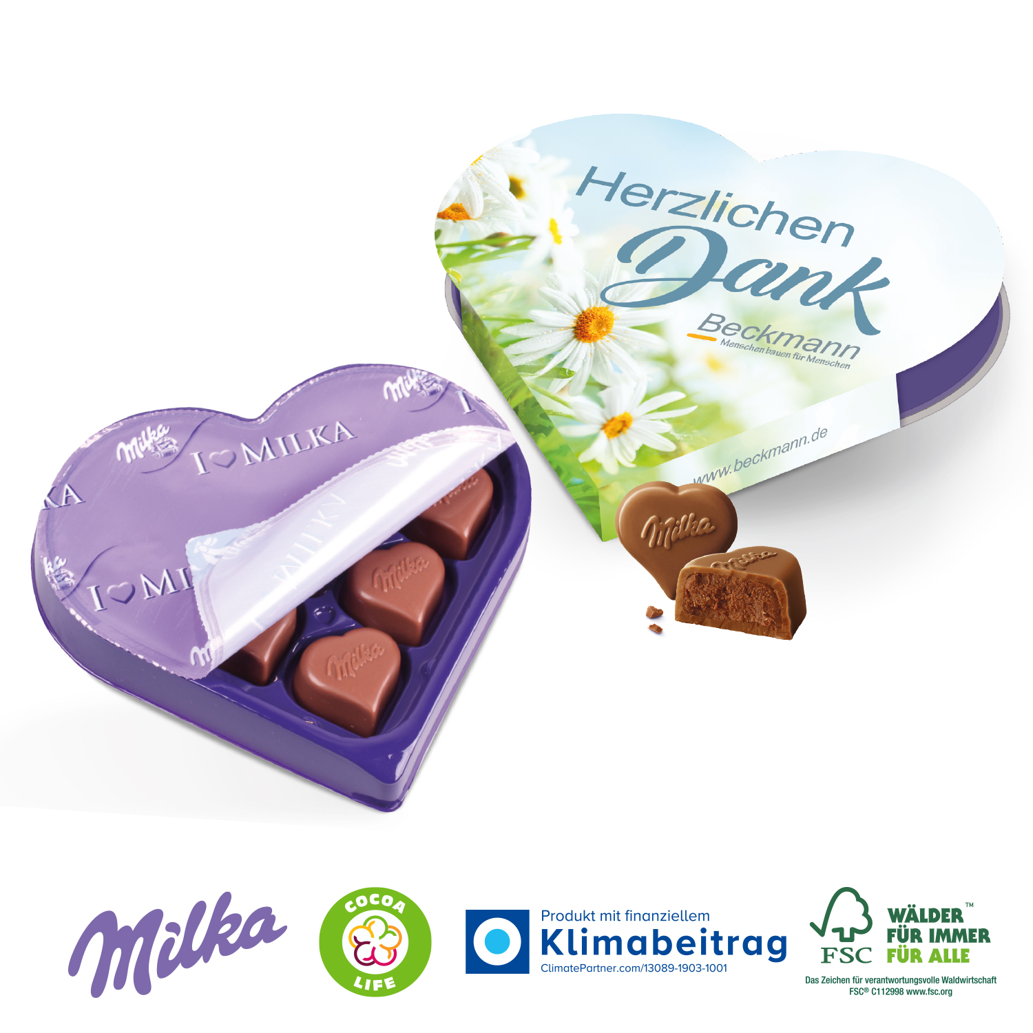 I LOVE MILKA Herz, inkl. 4-farbigem Druck
